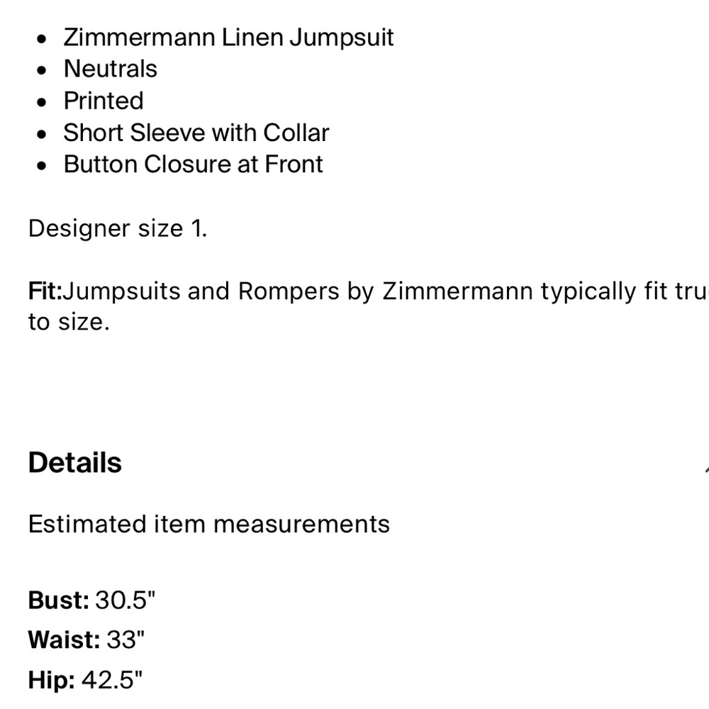 Zimmermann Linen Jumpsuit
Neutrals - Picture 5 of 7